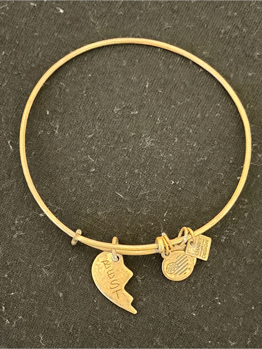 Alex and Ani 2016 Gold-Tone Adjustable Heart Charm Bangle Bracelet